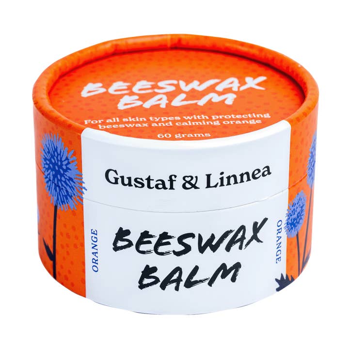 Bienenwachsbalsam mit Orange in Papierverpackung -englische Version für den Großhandel von Gustaf och Linnea