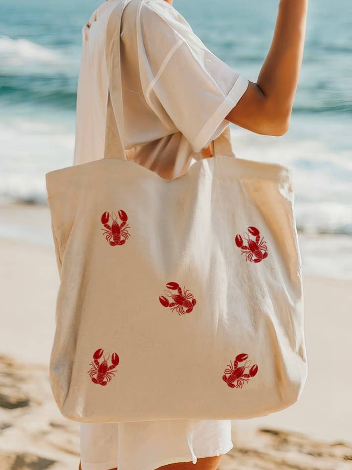 Little Lobsters beach Tote Bag for wholesale by Axle Rose Co
