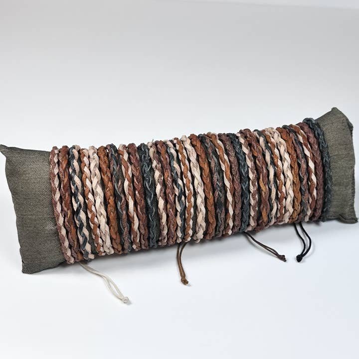 Small Braid Leather Pull Bracelet for wholesale by Pink House Imports