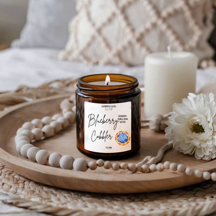 Vela de Soja - Arándano Crumble - 7oz Vidrio Ámbar para venta al por mayor de Lavender & Lillies