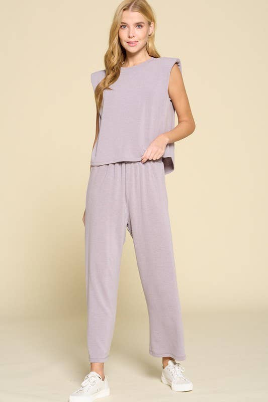 Emerald Collection - Wholesale Lounge Set - Women's - ETK-8338-PL Plus Size Shoulder Pad Top and Pants Lounge Set6