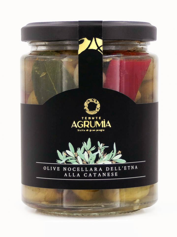 Olives vertes siciliennes conservées à la Catane 300g pour la vente par Agrumìa