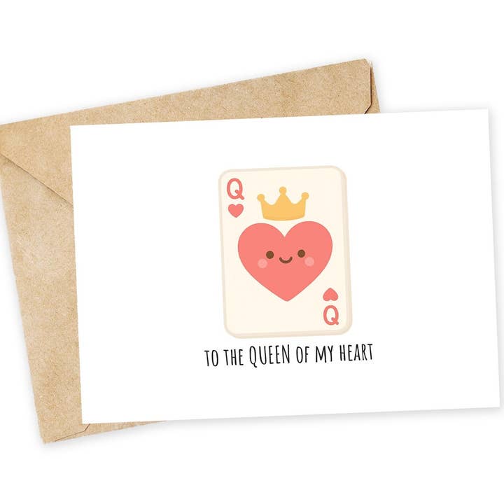 Koningin van Mijn Hart Poker & Valentijnskaart voor wholesale door Chewy Lemon Studio