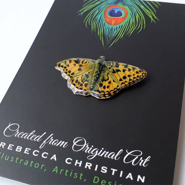 Art Brooch - Fritillary Butterfly Brooch - Butterflies for wholesale by Rebecca Christian