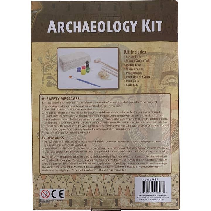 Science and Nature - Vente Kit de bricolage – enfant - Kit d'archéologie pour momies égyptiennes (lot de 6)2