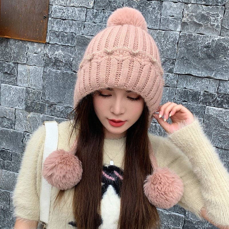 FurDecoration - Wholesale Beanie - Women's - Double Fleece Rabbit Wool Knit Winter Cap3