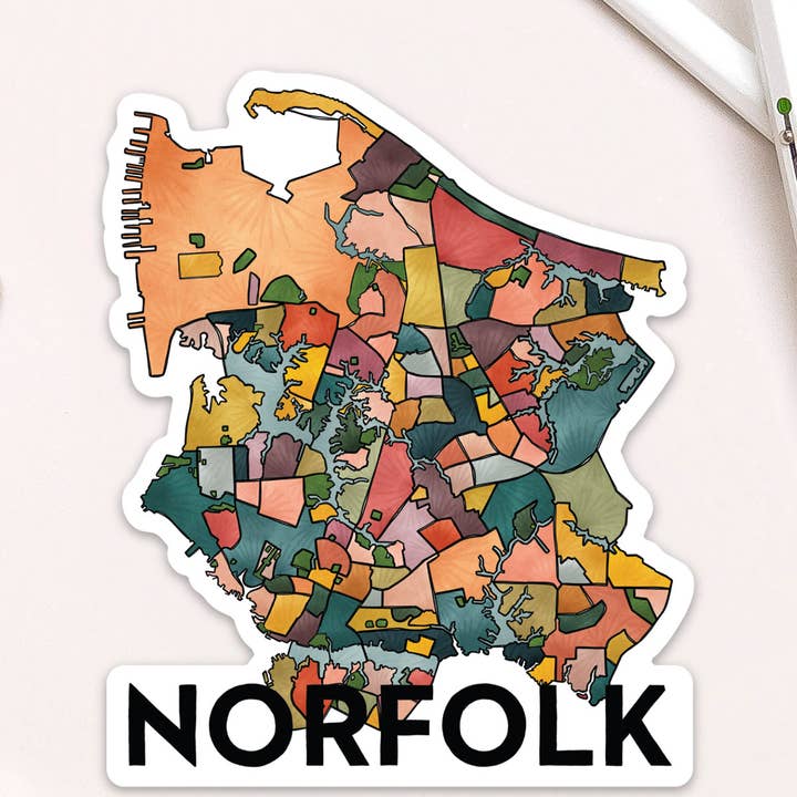 Aufkleber mit den Nachbarschaften von Norfolk für den Großhandel von Terratorie Maps + Goods