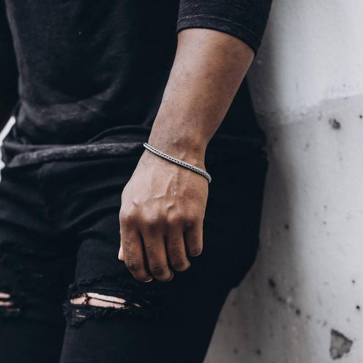 Sterling Silver oxiderad rävsvans kedja armband för wholesale av Apollis