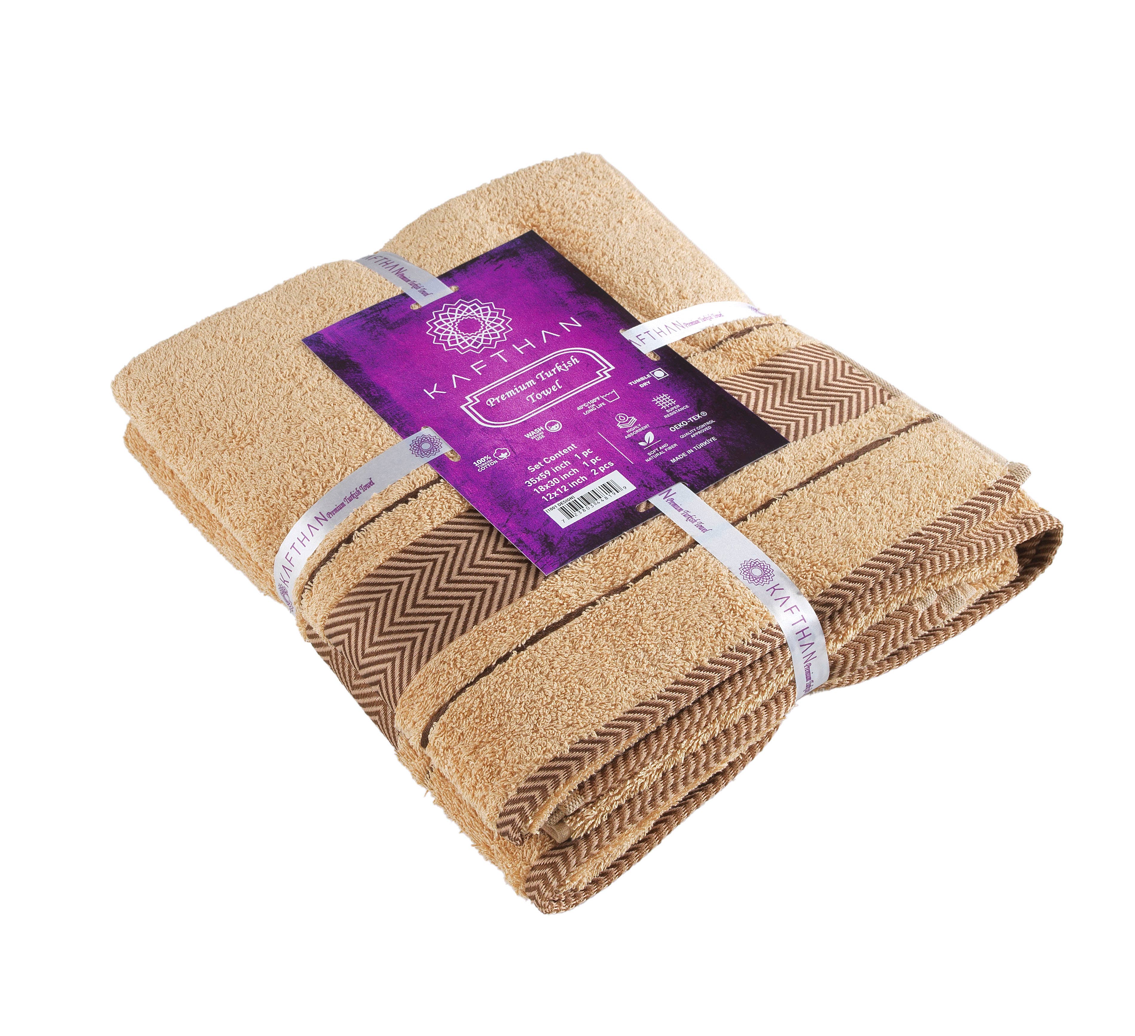 KAFTHAN - Vendita all'ingrosso Set asciugamani - Set di 4 asciugamani da bagno in cotone a spina di pesce natalizi e festivi1