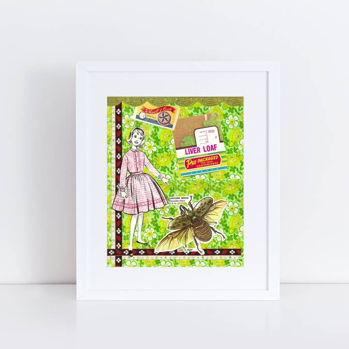 Collage Art Print // Liver Loaf Bug Girl Home Decor for wholesale by Meow Kapow