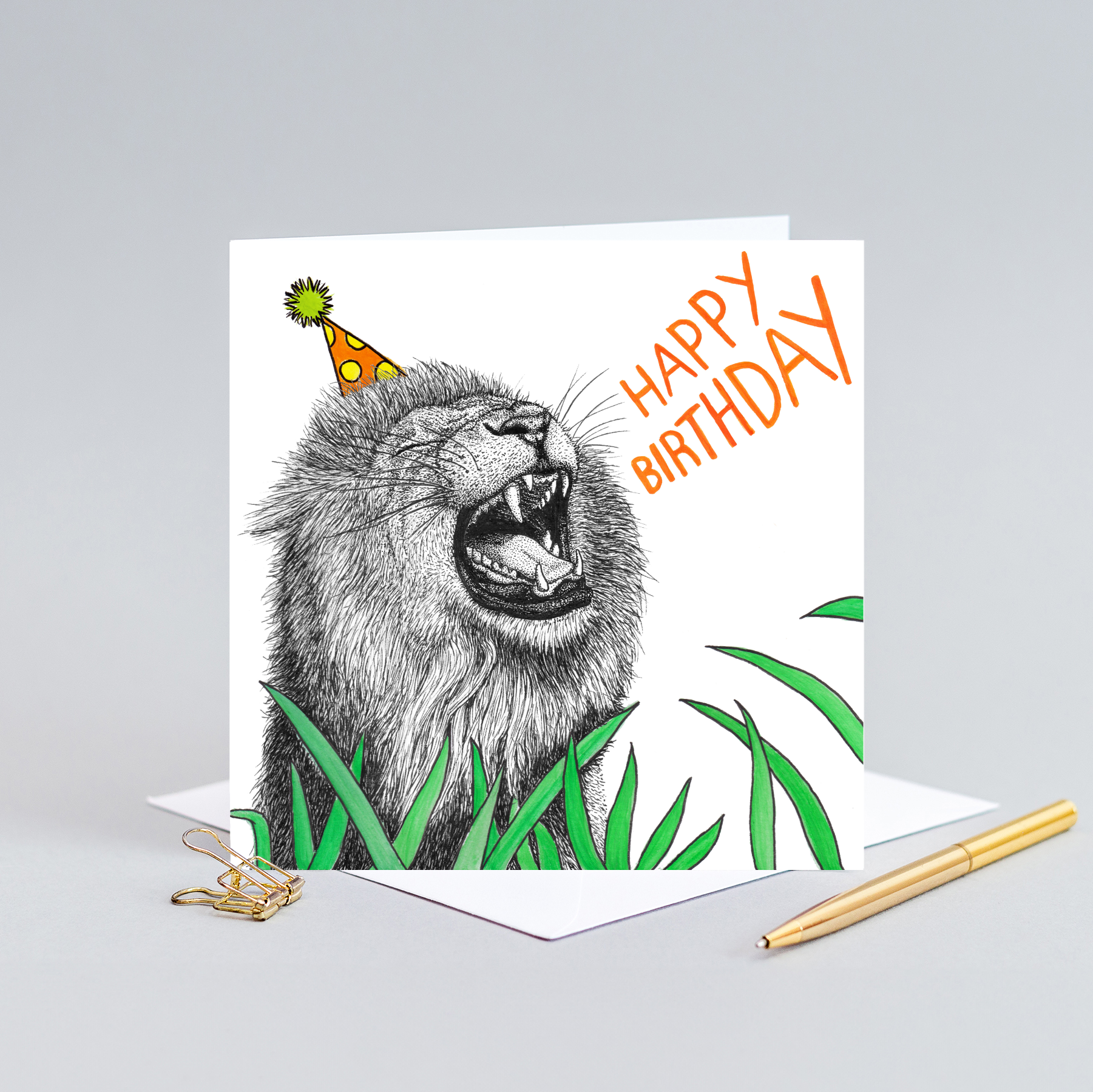Wild Lines - Wholesale Birthday Card - Lion Cards // Lion Birthday Card, Eco-friendly Wildlife Card1