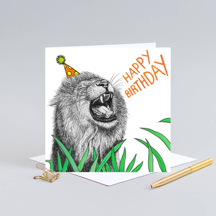 Wild Lines - Wholesale Birthday Card - Lion Cards // Lion Birthday Card, Eco-friendly Wildlife Card1
