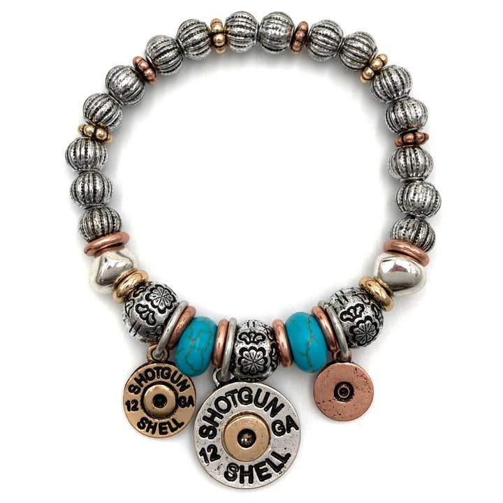 Western Shotgun Bullet Charms Stretch Bracelet for wholesale by Lunar Deer