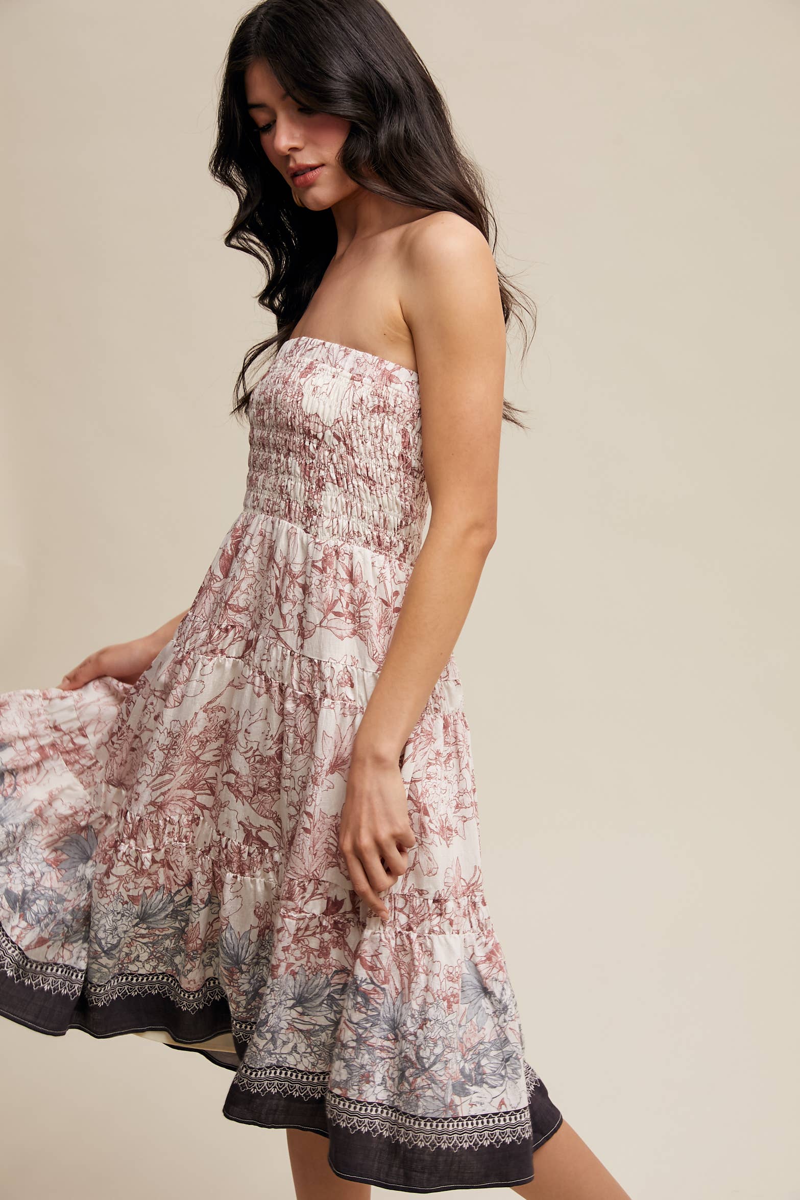 Listicle - Vente Jupe – femme - Jupe longue bohème convertible à smocks & robe bustier16