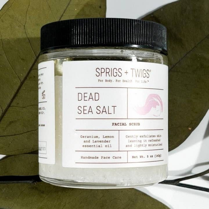 Dead Sea Salt Facial Scrub for wholesale by Sprigs + Twigs