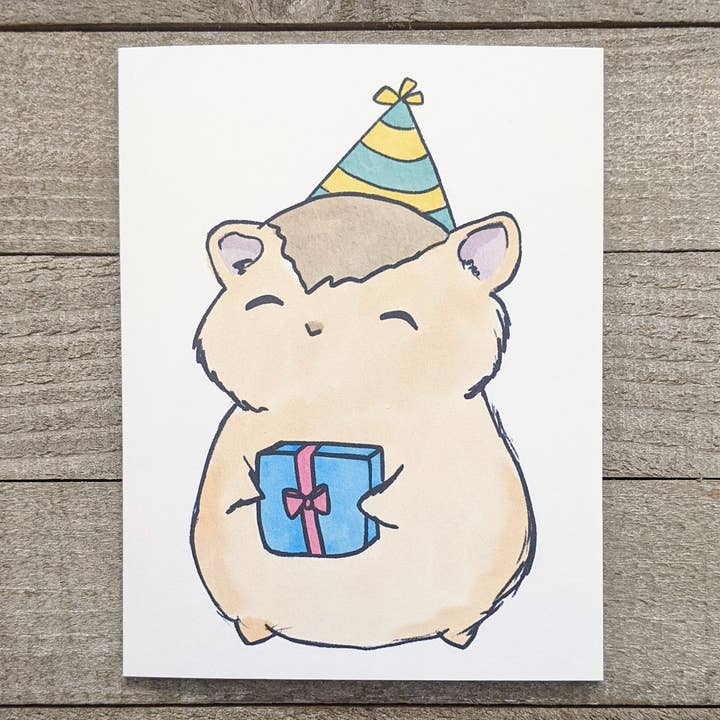 Hamster Rodent - Carte de joyeux anniversaire pour la vente par Ink Delights
