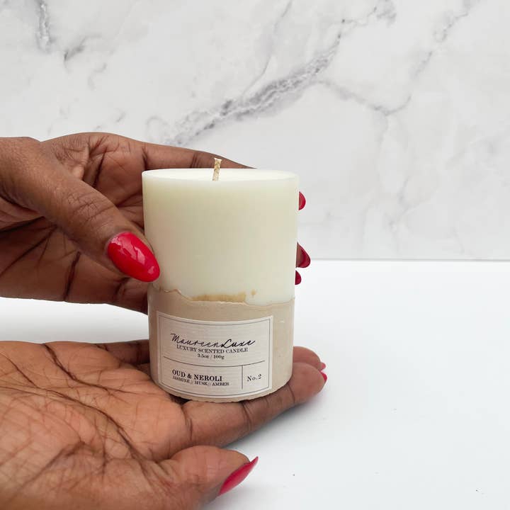 Maureen Luxe Studio – wholesale Pillar candle – Oud Pillar Candles2