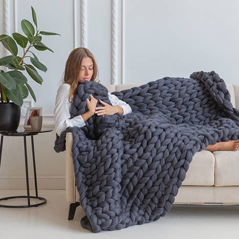 woolexperts – Manta para sofá por atacado – Cobertor gigante de tricô grosso 100% lã merino5