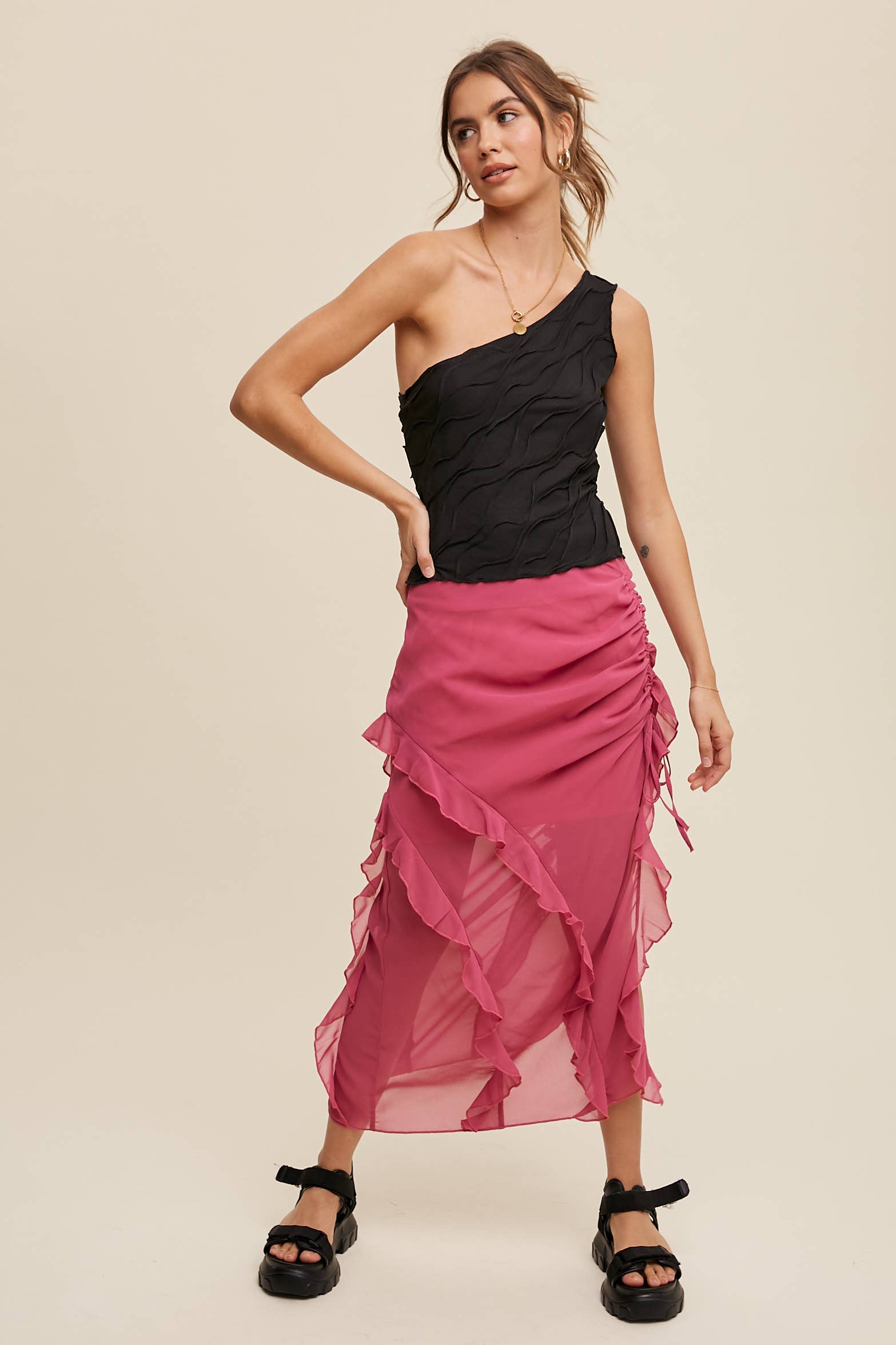 Listicle – wholesale Blus - Dam – Elegant asymmetrisk vågtopp9