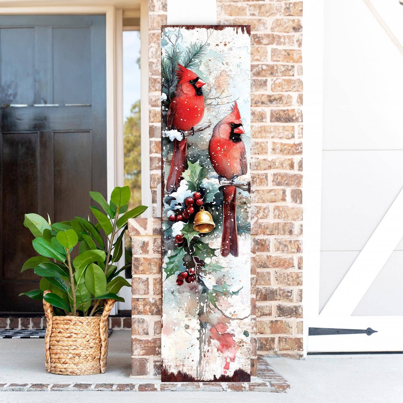 TX USA Corporation - Wholesale Christmas Wall Art - 48" Merry Christmas Front Porch Sign | Snowy Cardinals Outdoor Holiday Decor4