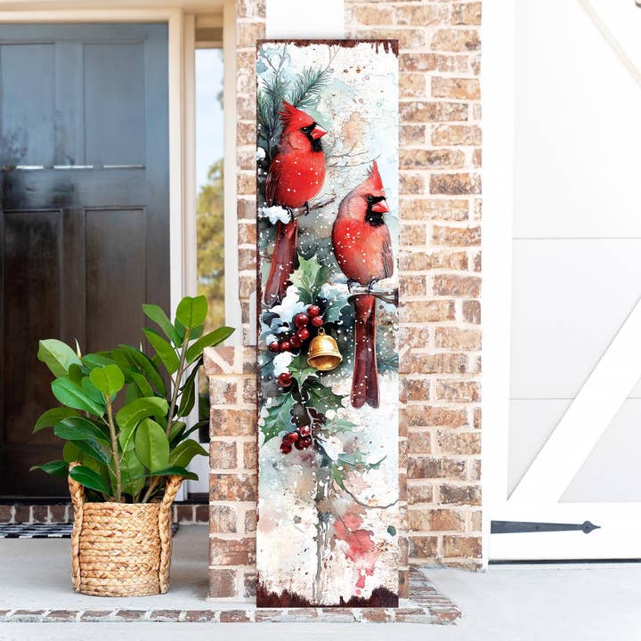 TX USA Corporation - Wholesale Christmas Wall Art - 48" Merry Christmas Front Porch Sign | Snowy Cardinals Outdoor Holiday Decor4