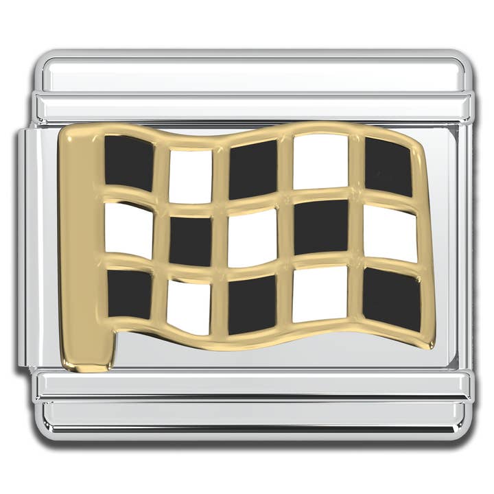 Natalia - Wholesale Individual Charm/Pendant - Italian Bracelet Charm 9mm modular for Men & Women - Checkered Flag