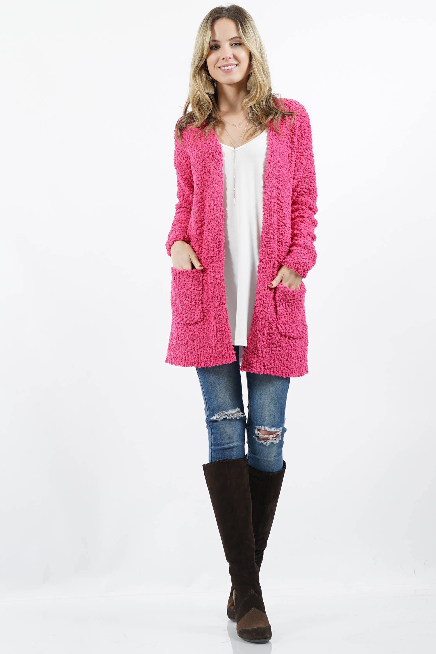 42POPS - Wholesale Cardigan - Women's - Popcorn Sweater Cardigan w/ Pockets49