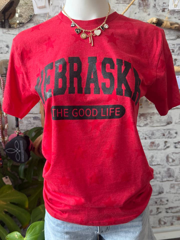 West Anna Designs - Wholesale Screen Printed T-Shirt - Women's - Nebraska The Good Life Star Tee0