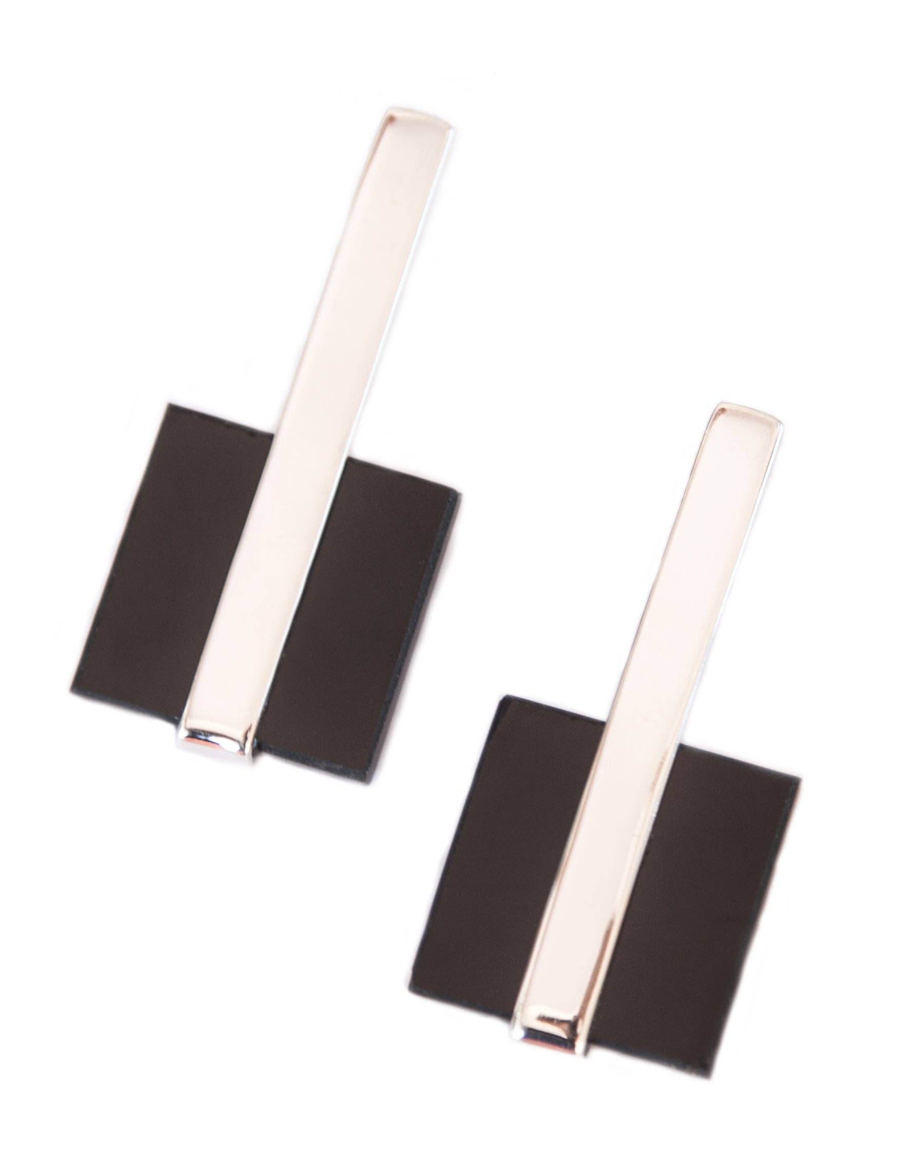 Negar Shams - Wholesale Dangle Earrings - Silver Bar Black Onyx Earrings