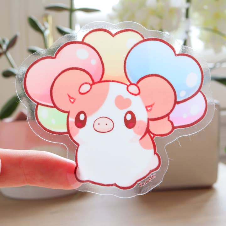 Balloon Cow Vinyl Sticker (Transparent) for wholesale by Fuwuffle