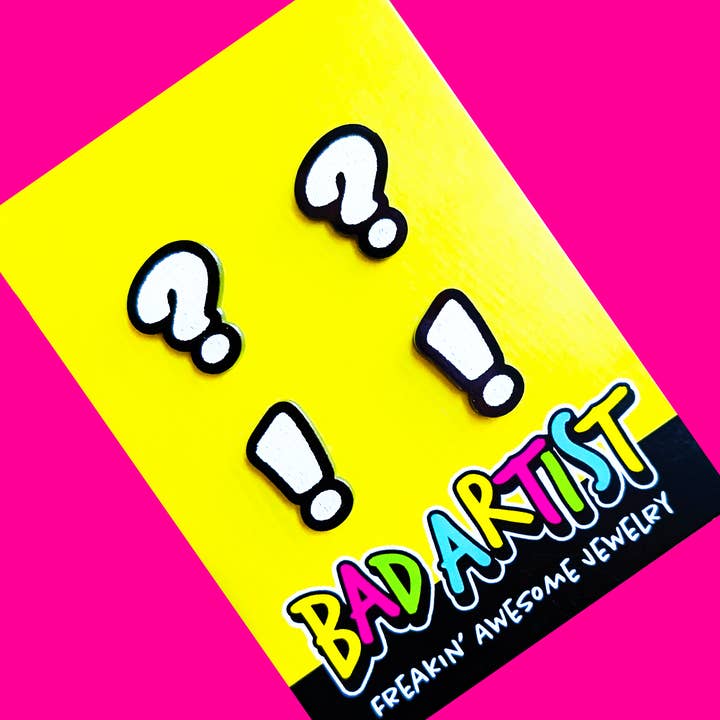 Bad Artist Co - Wholesale Stud/Post Earrings - Mix/Match Punctuation Mark Studs | Novelty Acrylic Earrings