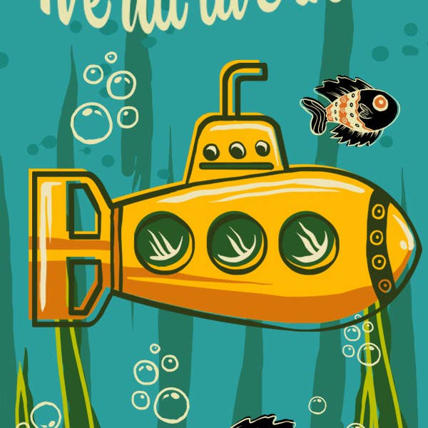 Nous vivons tous dans un sous-marin jaune pour la vente par Fun Fridge Magnets