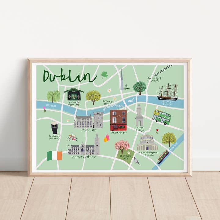 Impression illustrée de la carte de Dublin pour la vente par Sarah Frances