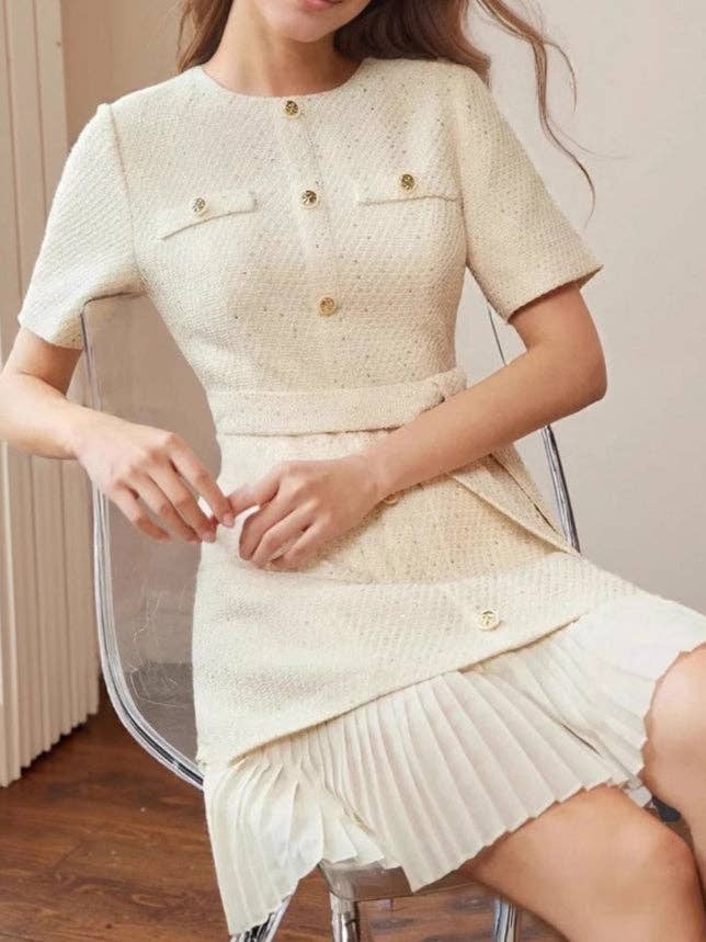 Beige Womens Apricot Tweed Dress N25A600 for wholesale on Faire3