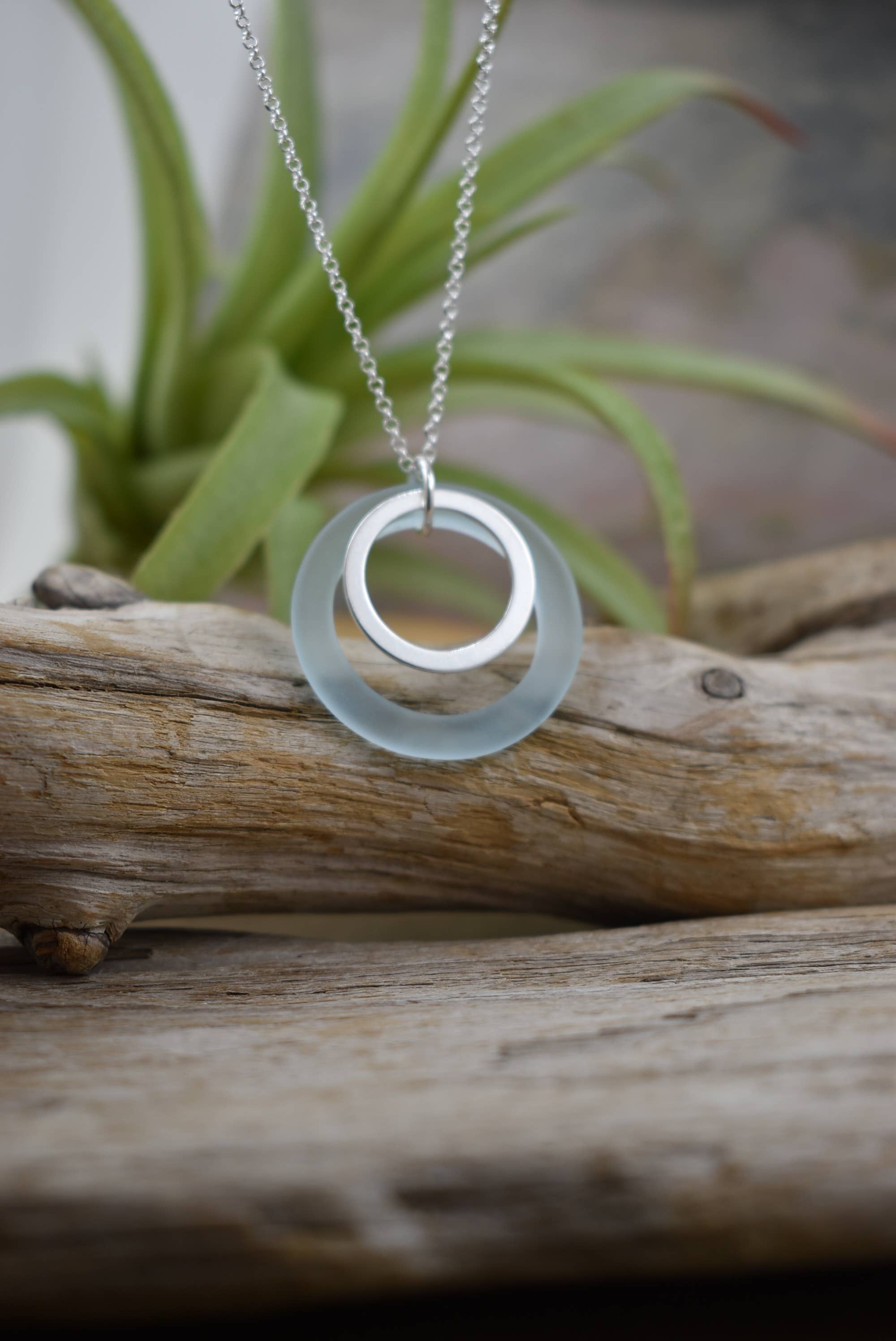 Whitelotus Design - Wholesale Pendant/Charm Necklace - Eco glass silver circular PENDANT necklace - summer jewelry7