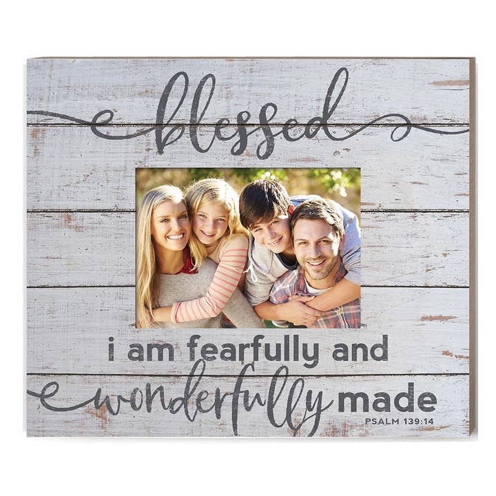Weathered Whitewash Slat Photo Frame Fearfully Wonderfully M for wholesale by Kindred Hearts