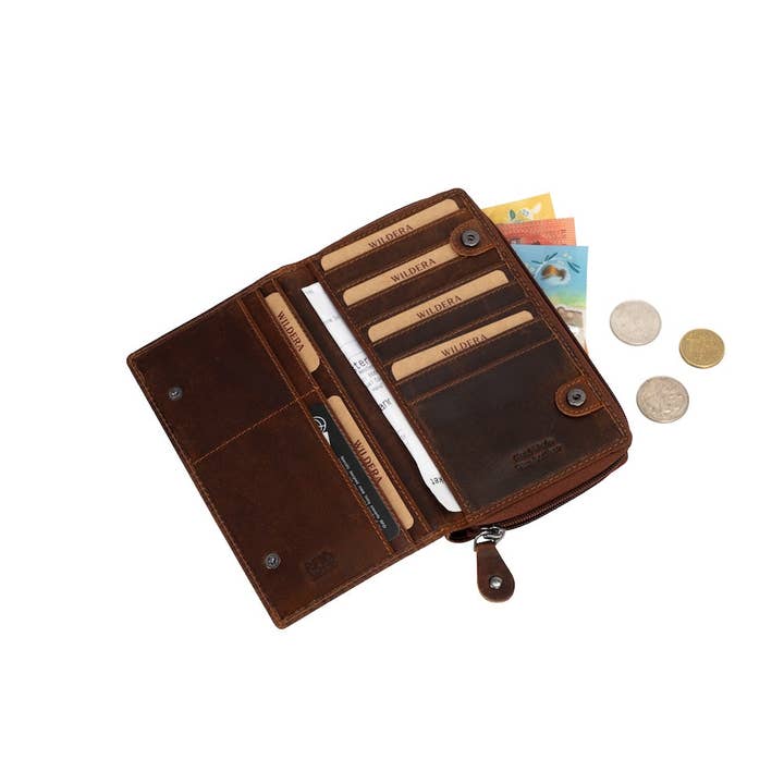 Greenwood Leather AU - Wholesale Wallet – Women's - Wildera Leather “Aurora” Ladies’ Long Leather Wallet – Zip-Around RFID Wallet in Sandel4