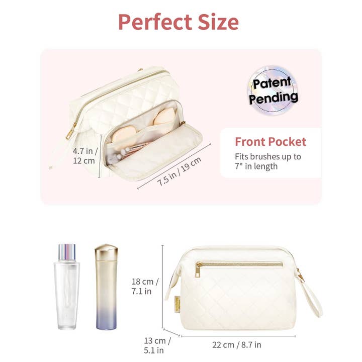 wandf - Wholesale Makeup/Cosmetic Bag - Wide-open Quilted Travel Makeup Organizer Bag with Handle5