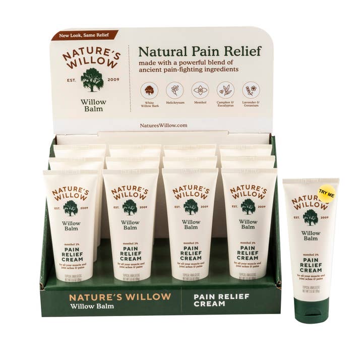 Nature's Willow - Wholesale Pain Relief Spray/Cream - #1 Best Seller - Willow Balm Pain Relief Cream 12 Ct Display