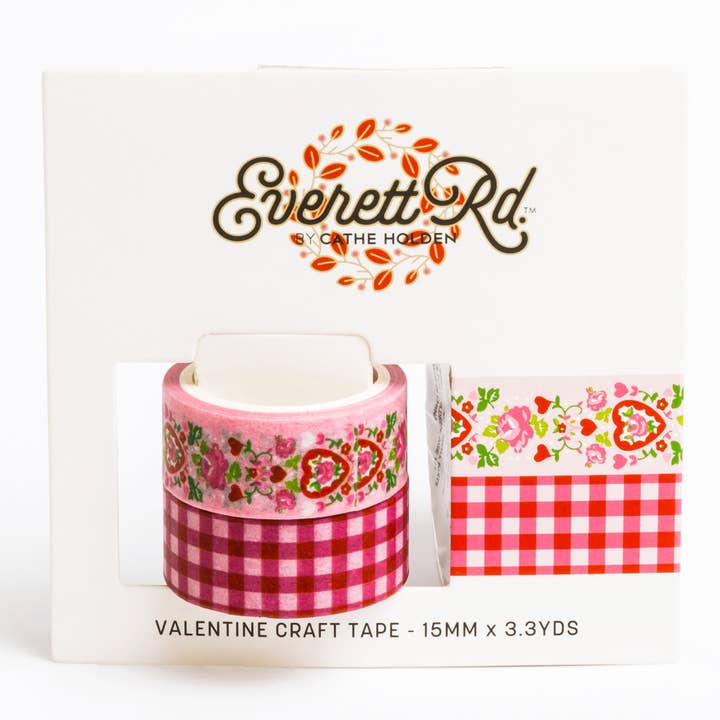 Röd Gingham, Hjärtan och Rosor Washi-tejp Everett Rd. av Cathe Holden för wholesale av Jewelry Made by Me