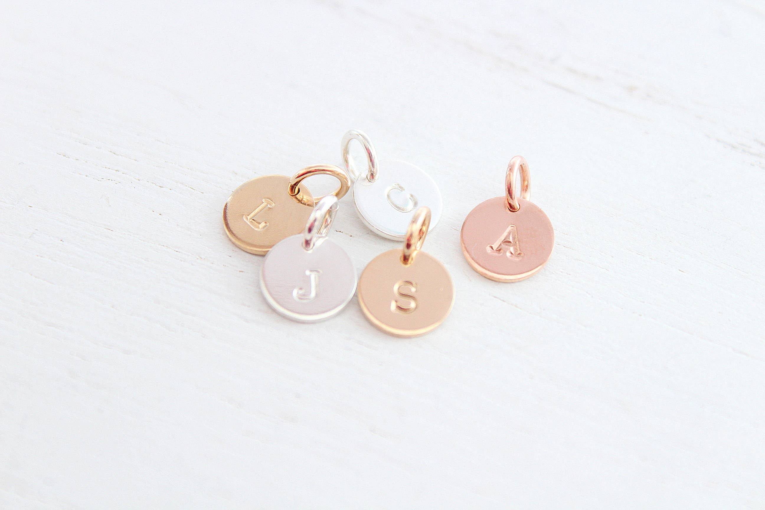 Mytinystarshining – wholesale Individual charm/pendant – Initial charms in sterling silver, 14k gold filled rose gold3