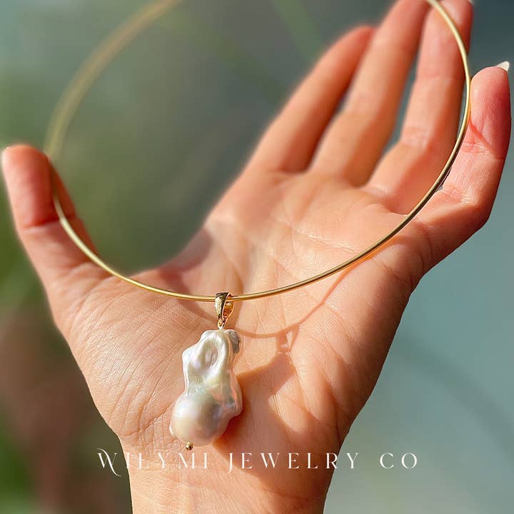 WILYMI Jewelry Co - Wholesale Choker/Collar - Gold Filled Baroque Pearl Tube Collar Choker | Adjustable3