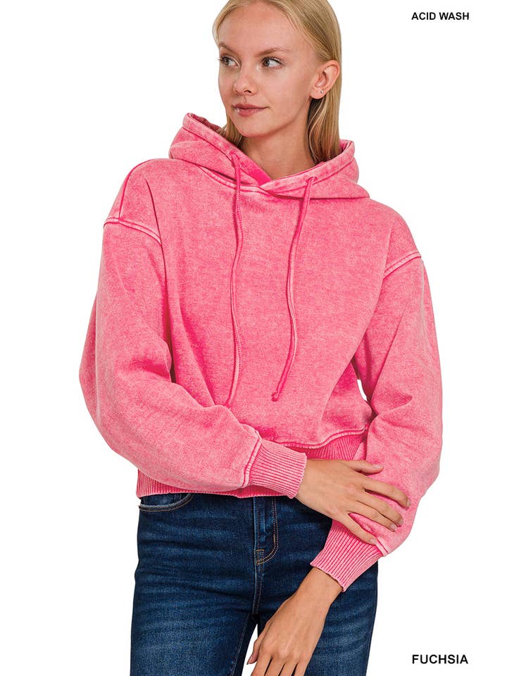 42POPS - Wholesale Hoodie - Women's - `.Snow Wash Fleece Crop Hoodie17