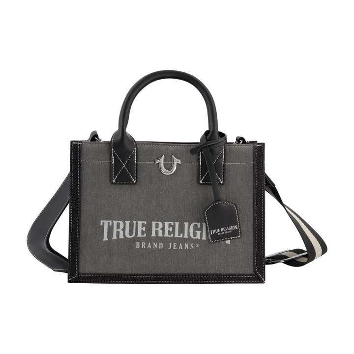 True Religion Modern Edge Denim Tote, Light Grey for wholesale by Concept One