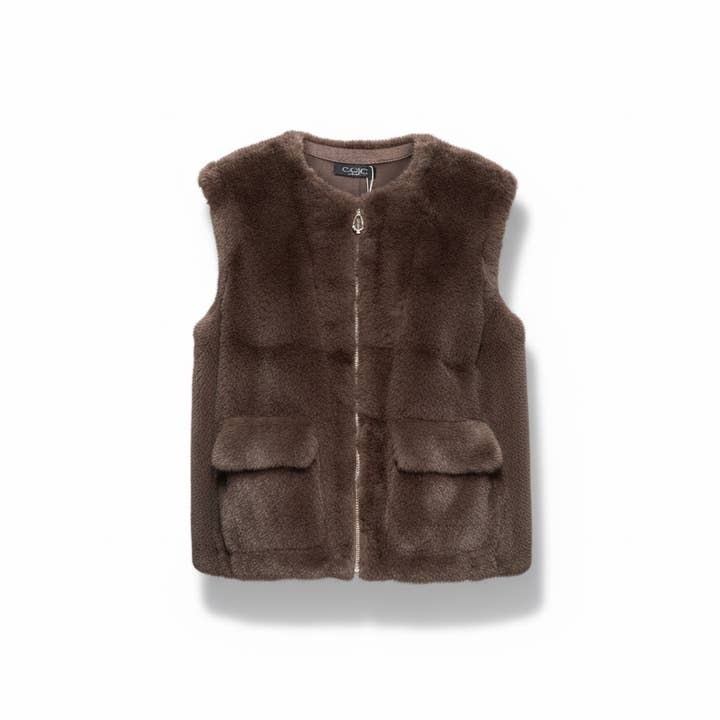Faux Fur Vest Zipper Winter Outerwear with pockets and other Purchase Wholesale cc1733. Free Returns & Net 60 Terms on Faire trending on Faire.