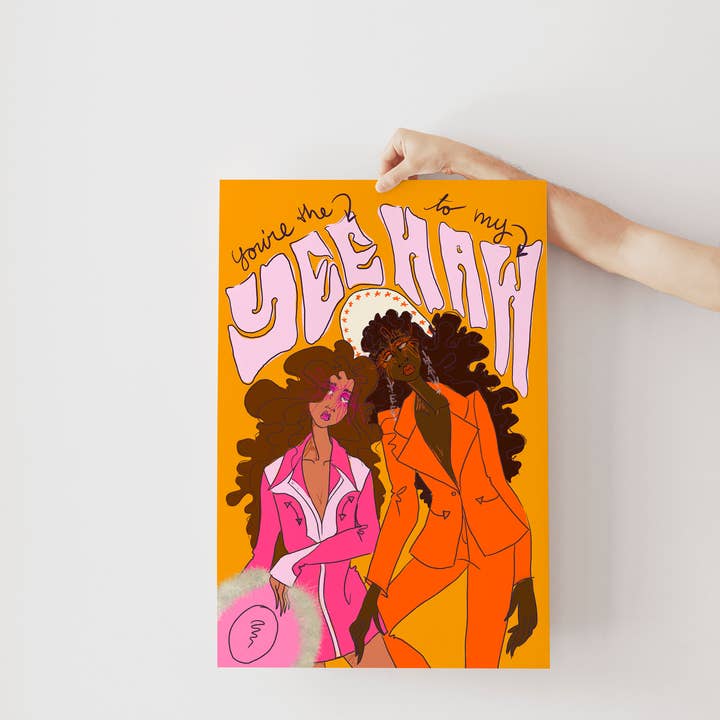 Rhinestone Rodeo Art - Vendita all'ingrosso Stampa artistica - You're the yee to my haw - stampa di cowgirls lesbiche colorate