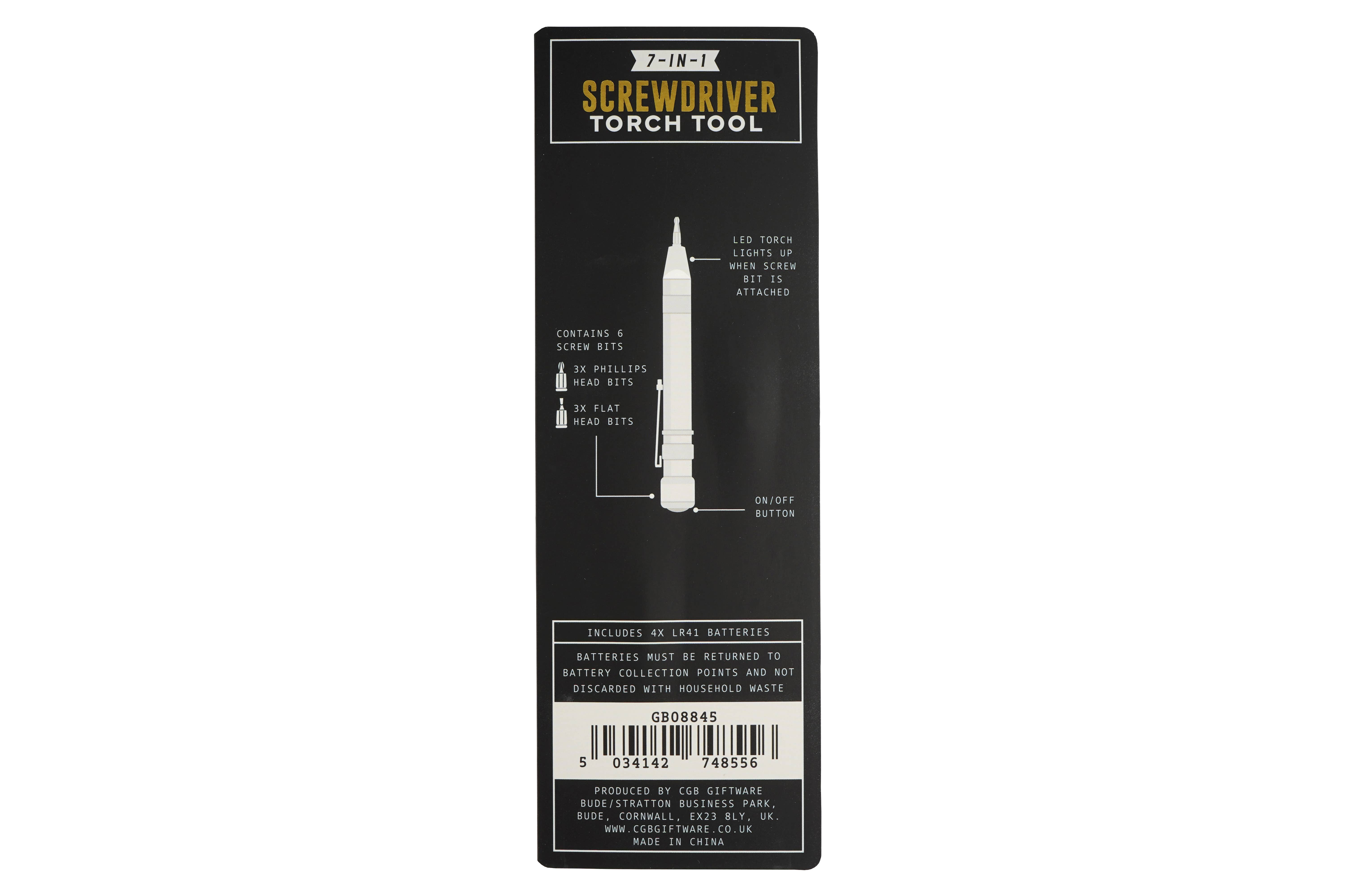 CGB Giftware - Wholesale Handy Tool - Dapper Chap 7-In-1 Screwdriver Torch Tool In Display3