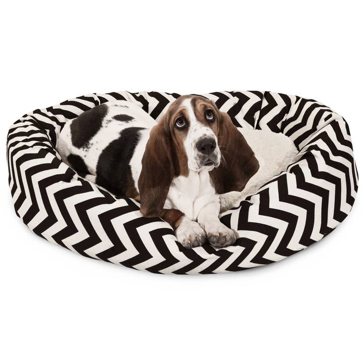 Chevron Sherpa Bagel hund säng för wholesale av Majestic Pet Products