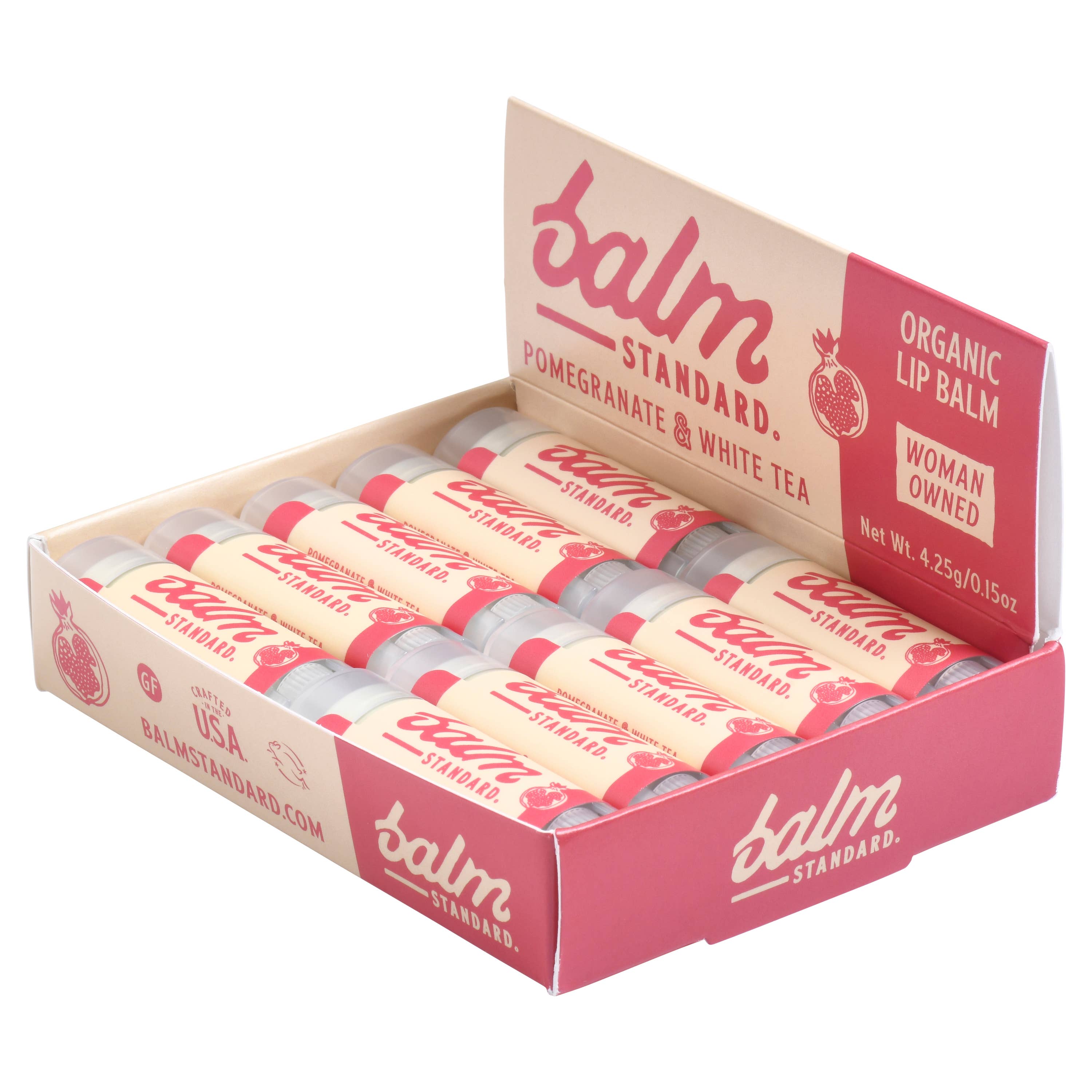 Balm Standard - Wholesale Lip Balm - Pomegranate & White Tea Lip Balm 20 Unit Display Box1
