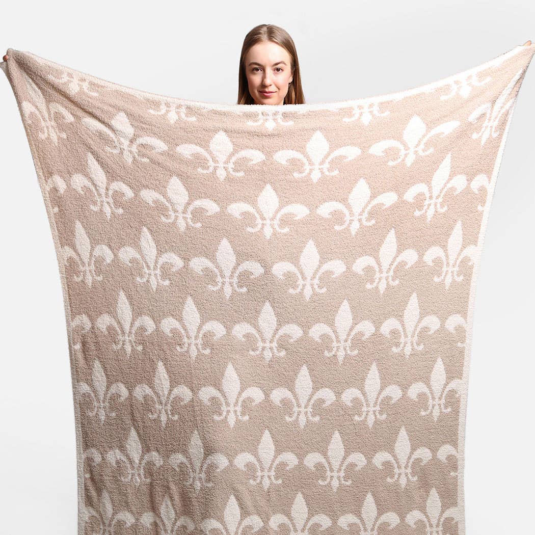 Fashion City - Wholesale Throw Blanket - Fleur De Lis Pattern Luxury Soft Throw Blanket5